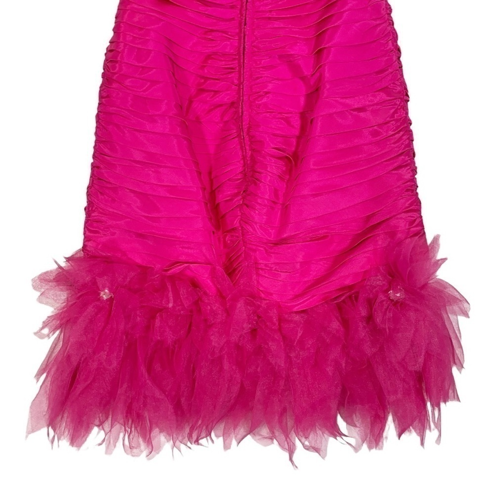 Vintage Tadashi Taffeta Strapless Feather Mini Cocktail Dress Size XS - Picture 7 of 9